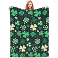 thumbnail image 2 of St. Patrick''s Day Throw Blanket, Ireland Clovers Blanket, Super Soft Warm Shamrock Throw Blanket for Couch Sofa Chair Office Bedding Fuzzy Blanket Gifts 40"x50", 2 of 6