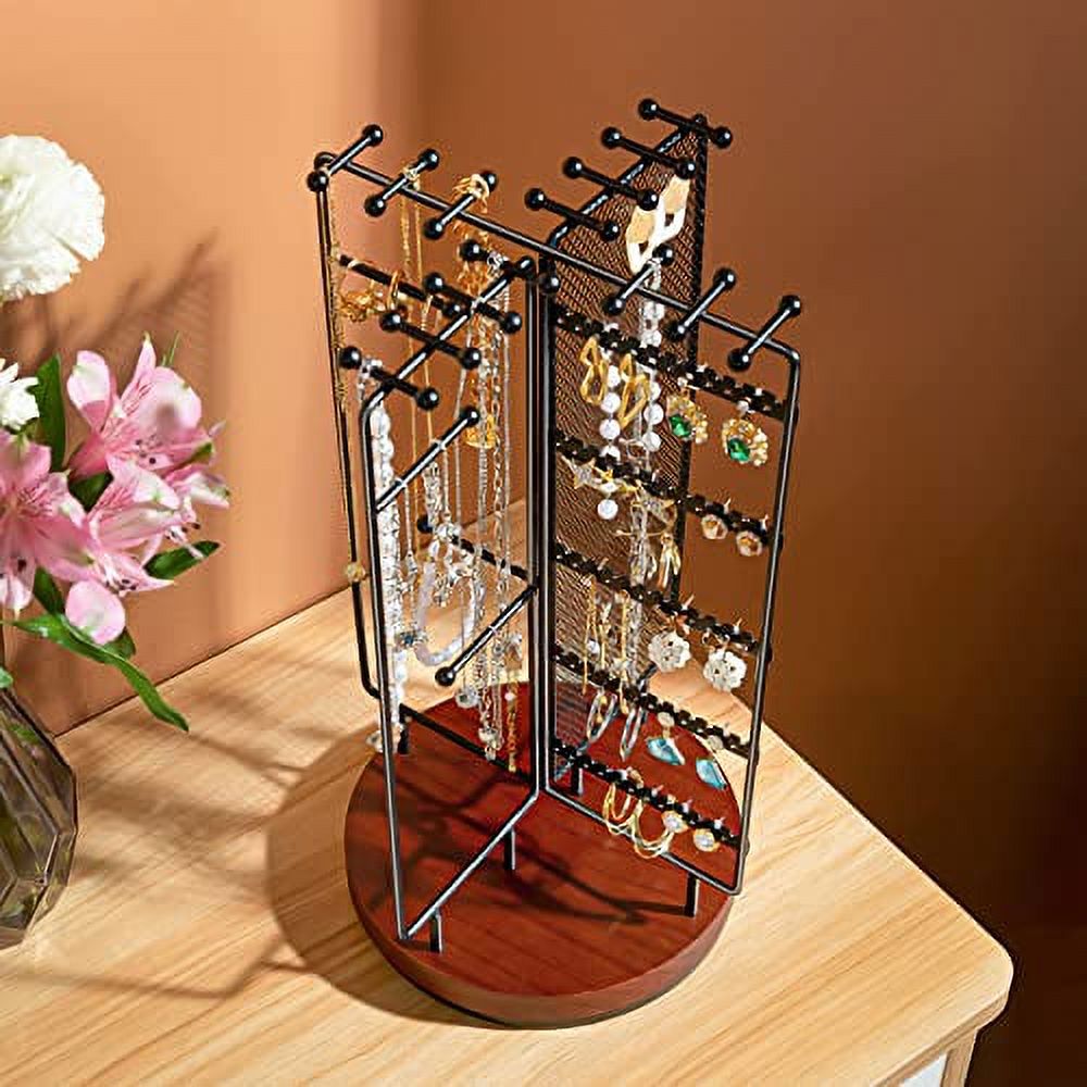 ProCase 360 Rotating Jewelry Organizer Stand Earring Holder Organizer, Spinning Necklace Holder Earrings Display Rack Jewelry Tower Bracelet Holder (Holds More than 100 Pairs Earrings) -Black - image 3 of 9