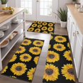 thumbnail image 2 of Black Yellow Sunflower Pattern Kitchen Rugs Sets Of 3,Kitchen Runner Rugs Non Skid Washable,Decorative Kitchen Floor Mats for Kitchen,Sink,Laundry,17"x30"+ 17"x47" + 17"x59", 2 of 6