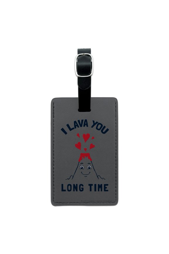 I Lava You Long Time Love Volcano Erupting Funny Humor Rectangle Leather Luggage Card Suitcase Carry-On ID Tag