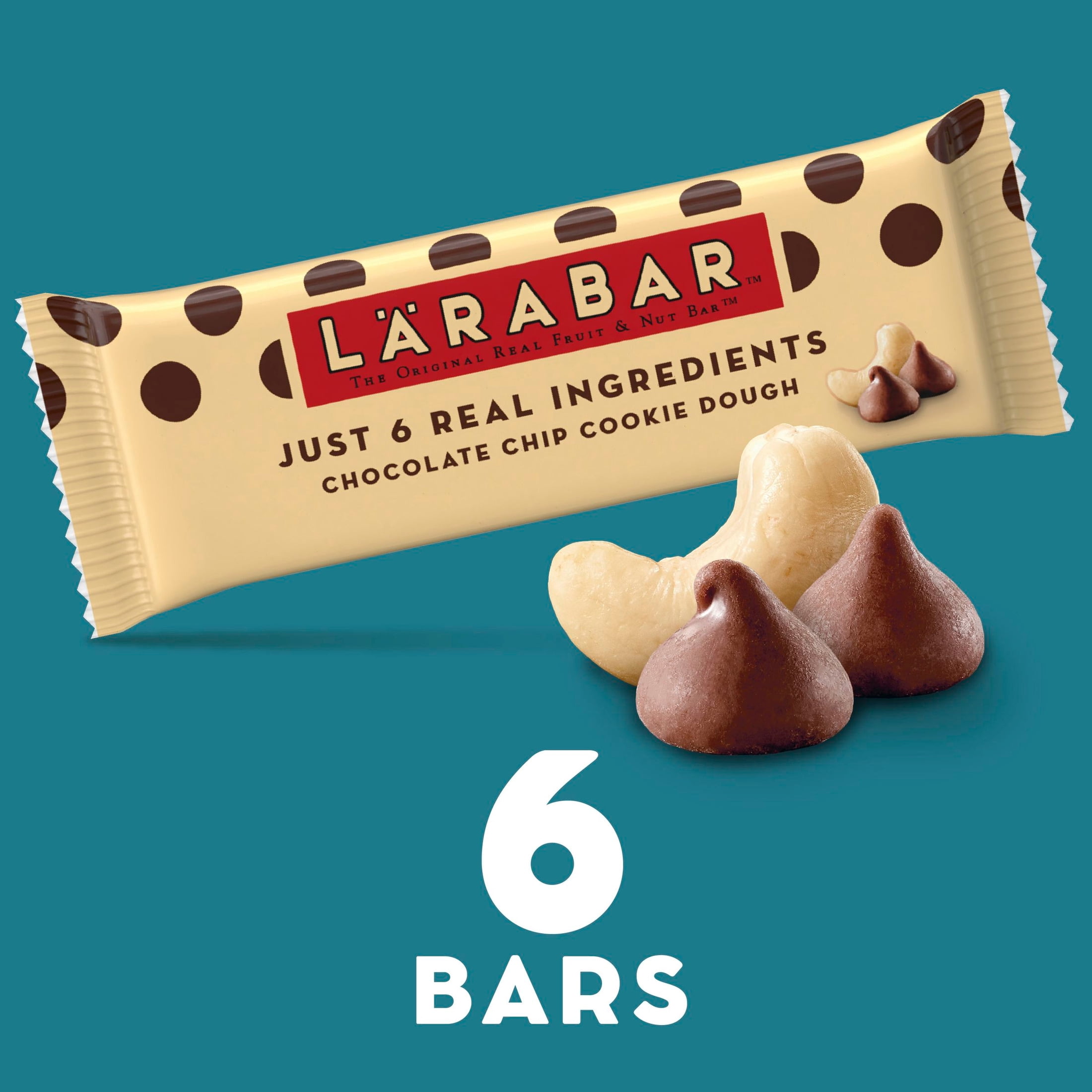 (8 pack) Larabar Chocolate Chip Cookie Dough Fruit and Nut Bars, Gluten Free, Vegan, 6 Ct, 9.6 oz