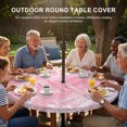 thumbnail image 3 of Round Outdoor Tablecloth with Umbrella Hole and Zipper, Vintage Blush Pink Tablecloth with Elastic Waterproof, Farmhouse Florals Leaf Coastal Home Patio Table Covers for 55" - 60" Picnic Pool Tables, 3 of 9