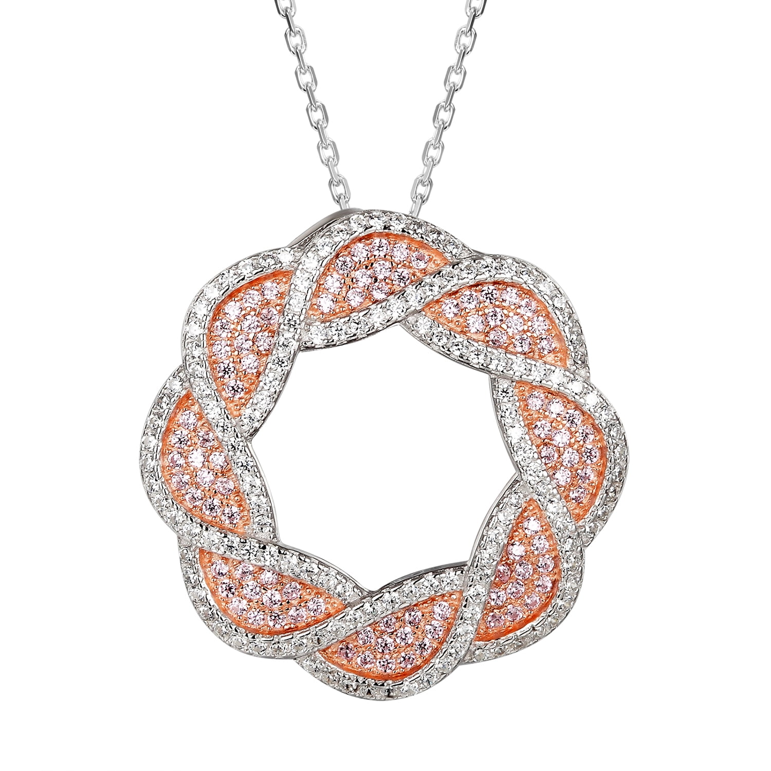 Master Of Bling Sterling Silver Infinity Open Circle Pendant Pink