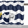 thumbnail image 6 of Navy Blue Window Valance for Kitchen, Wave Stripes Yellow Nautical Anchor Rod Pocket Short Curtain for Small Windows, Light Filtering Decorative Valance, 42 x 18 Inch, 1 Panel, 6 of 9