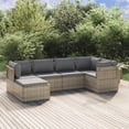 thumbnail image 1 of vidaXL 6 Piece Garden Lounge Set with Cushions Grey Poly Rattan, 1 of 5