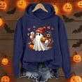 thumbnail image 2 of Yuhangmm Halloween Sweatshirts for Women Halloween Sweatshirt Letter Graphic Tee Oversized Pullovers Loose Tops with Cute Design Navy XL, 2 of 4