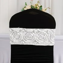 BalsaCircle 5 White Satin Rosettes Stretchable Spandex Chair Sashes Wedding Decorations