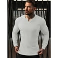 thumbnail image 5 of Ambiloof Men's Slim Fit Muscular V-Neck Casual T-Shirt, Long Sleeve, Stylish Business Top Basic T-Shirt White/L, 5 of 7
