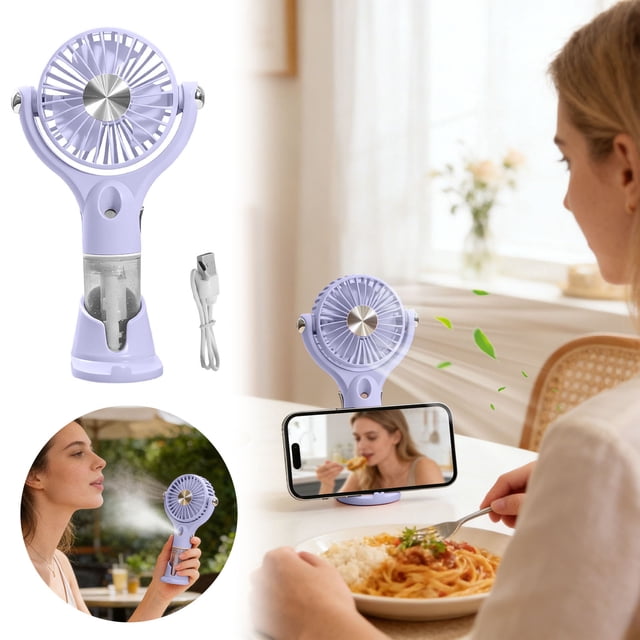 Portable Fan Handheld USB Personal Fan With Fine Spray And Rechargeable Battery For Outdoor Indoor Use
