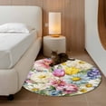thumbnail image 2 of Round Rugs 3.3Ft, Spring Floral Round Area Rug Washable Indoor Throw Carpet, Farmhouse Elegant Flowers Watercolor Soft Non Slip Circle Rug for Laundry Room Patio Home Decor Aesthetic, 2 of 8