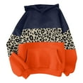thumbnail image 5 of Wang6 Plus Size Hoodies for Womens Loose Leapord Pirnted Hooded Pullovers Sweatshirts Trendy Fall Long Sleeve V Neck Tops with Pocket Orange XL, 5 of 5