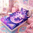 thumbnail image 5 of Meiyoeat Cosmic Kawaii Axolotl Twin Sheets 3pcs, Whimsical Galaxy Planet Pattern Bedding, Purple Pink, 5 of 6