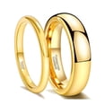 thumbnail image 3 of Glory Men's 4mm 6mm 8mm Tungsten Carbide Ring 24k Gold Plated Domed Polished Finish Wedding Band, 3 of 12