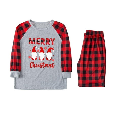 

KEJIG Stylish Christmas Man Daddy Plaid Print Blouse Tops+Pants Family Clothes Pajamas