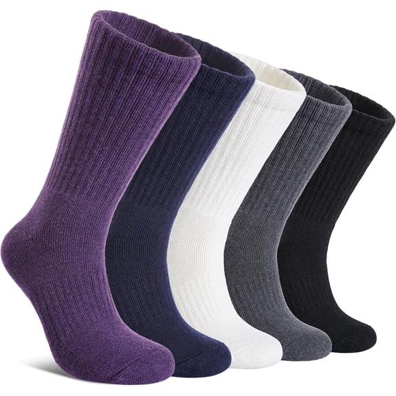 Wool Hiking Socks for Women Men Thermal Warm Winter Boot Crew Cushion Work Ladies Socks 5 Pairs