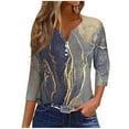 thumbnail image 1 of Birdeem Blouses pour Femmes Mode Imprimée Manches Courtes 3/4 Col Rond Hauts Décontractés, 1 of 12