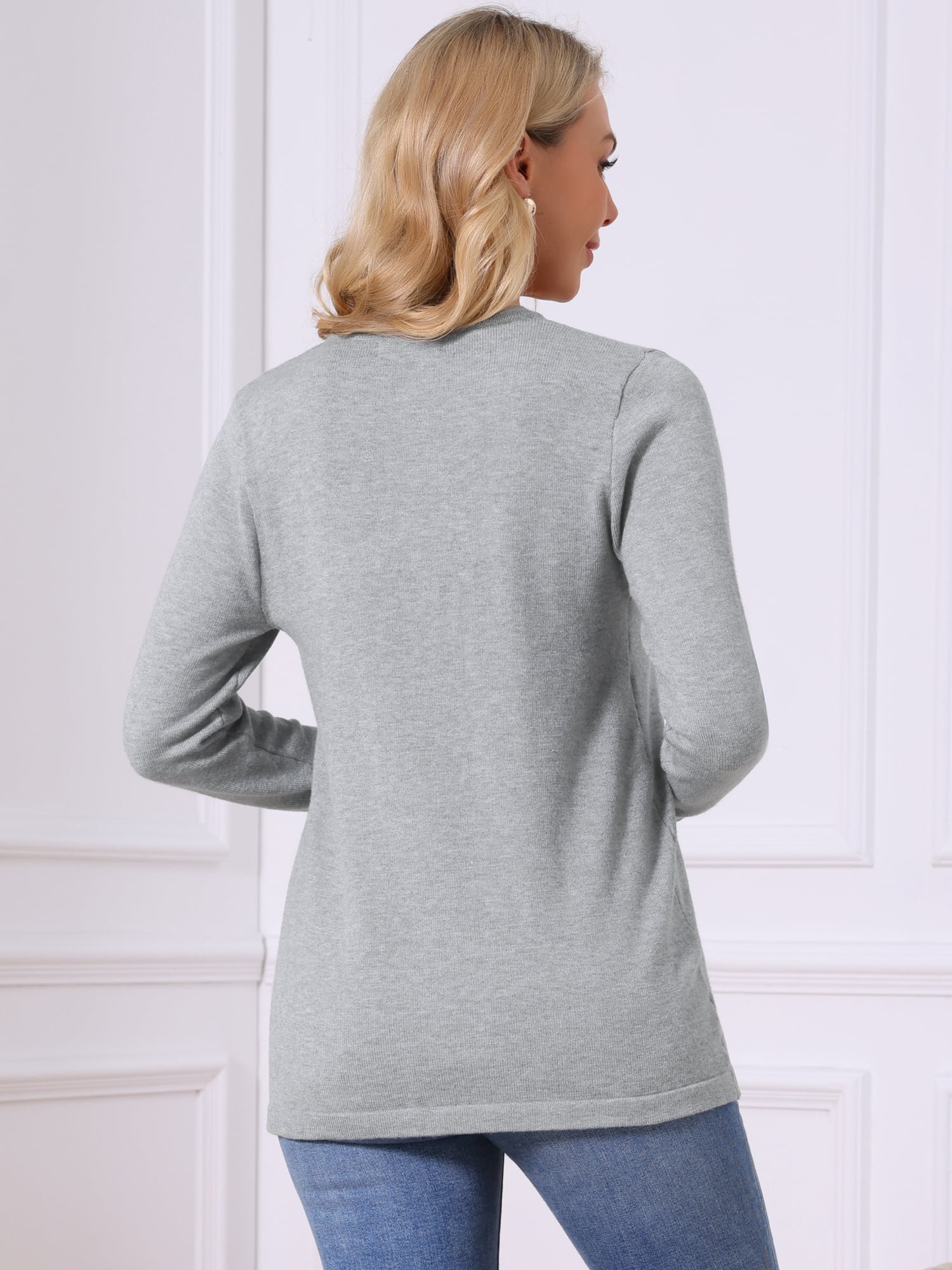 DARING DIVA Women's Crewneck Ribbed Knit Pullover Long Sleeve Sweater M Grey