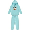 thumbnail image 4 of Placlothes Girls' Hall-oween Matching Hoodie & Jogger Set - Soft Polyester, Light Blue, 3-12Y with Ghost & Pumpkin Prints for Trick-or-Treat/Parties/Autumn Casual,Size 12 T, 4 of 5