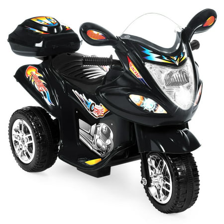 Best Choice Products 6V Kids Battery Powered 3-Wheel Motorcycle Ride-On Toy w/ LED Lights, Music, Horn, Storage - (Best Dirt Bike Wheels)