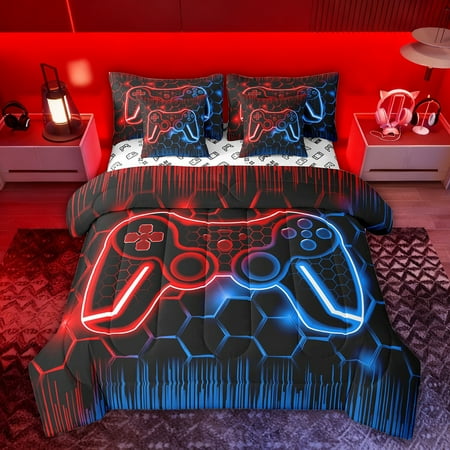 Castle Fairy Abstract Honeycomb Twin Bedding Sets Video Game Bedding Comforter Set
