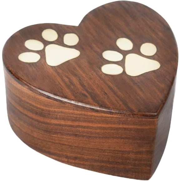 CRAFT INDIA Wooden Cremation Urns for Pets | Hand-Crafted Heart-Shaped Mini Memorial Keepsake Urns