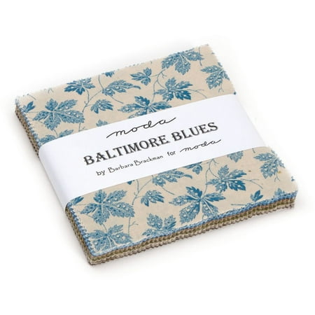 Scene Quilt Fabric - Baltimore Blues Charm Pack By Barbara Brackman; 42 - 5
