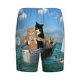 thumbnail image 5 of Naloa Two Brave Cats Are Floating On The Sea Iceberg Men's Short Pajama Pants, Lounge Comfort Shorts with Elasticized Waistband and Side Pockets - Large, 5 of 9