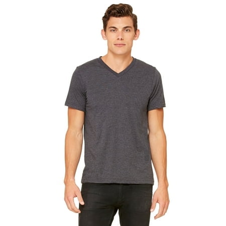 BELLA+CANVAS T-Shirt Jersey à Col en V pour Homme, TG, Gris Foncé Chiné