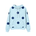 thumbnail image 5 of Women's Loose Drop Shoulder Polka Dot Print Hoodie Long Sleeve Drawstring Pullover Sweatshirt Fashion Casual Hooded Top with Pocket for Daily Wear Blue-B, 5 of 5