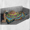thumbnail image 6 of Rainbow Mandala Soft Flannel Fleece Throw Blanket, Southeast Motifs Geometric Triangles and Petals Pattern, Cozy Plush for Indoor and Outdoor Use, 50" x 70", Multicolor, by Ambesonne, 6 of 6