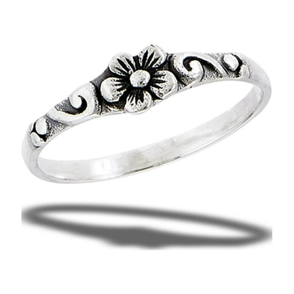 Boho Bali Plumeria Flower Ring .925 Sterling Silver Band Jewelry Female Male Unisex Size 3