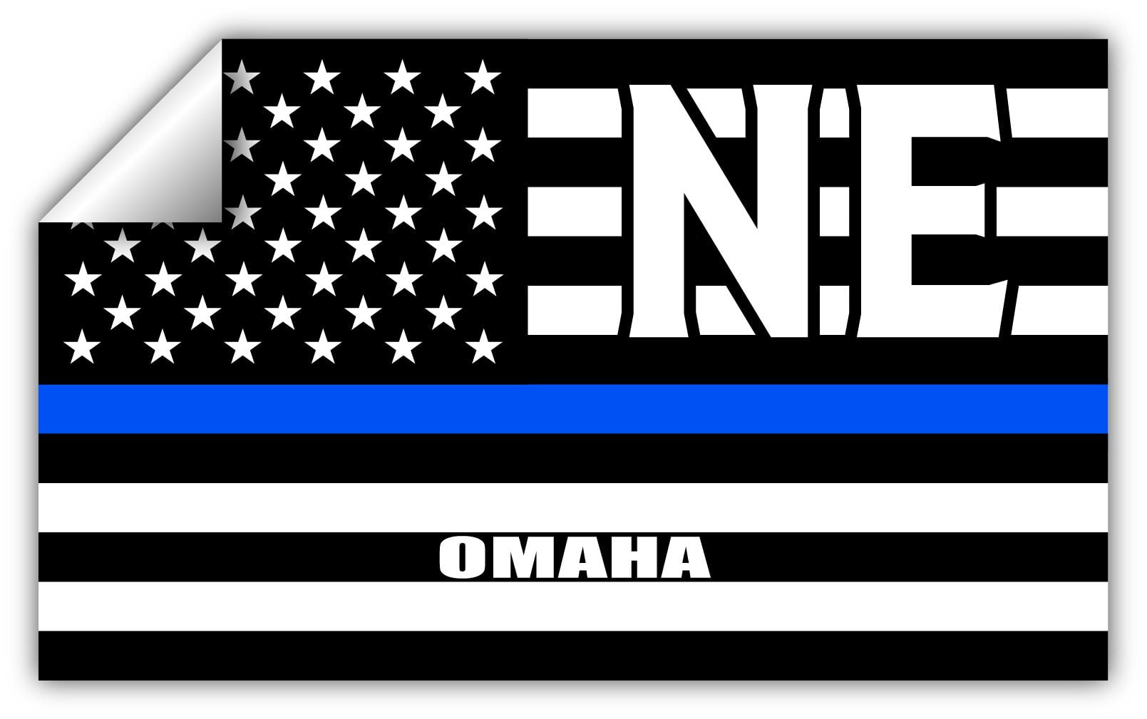 Omaha NE Nebraska Douglas County Thin Blue Line Stealthy USA Flag