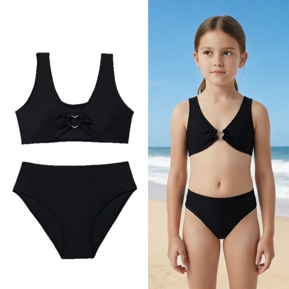 Two Piece Swimsuit for Kids Girls Quick Dry Swimsuit with Chest Pad Girls Bikini Size 7-8 Years