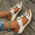 thumbnail image 3 of Womens Boho Orthopedic Wedge Slides Sandals Ethnic Colorblock Beach Arch Support Walking Slip on Dress Shoes, 3 of 5
