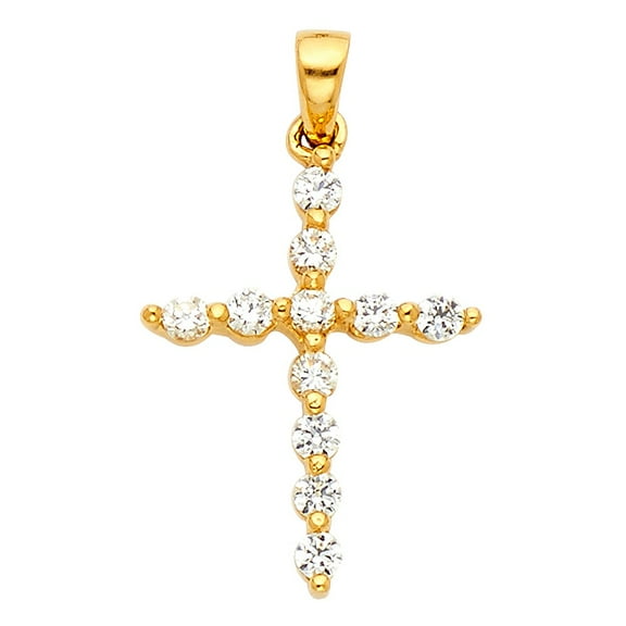 14k Yellow Gold Cubic Zirconia Fancy Cross Pendant