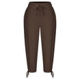 thumbnail image 4 of Valentines Day 2025! Trousers For Womens Plus Size Slacks 3/4 Capri Pants Pockets Trousers Solid Color Slacks Drawstring Pants Straight Leg Trousers Wide Leg Slacks Loose Stretch Pants, 4 of 6