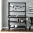 thumbnail image 3 of Crosley Furniture Madeleine Kitchen Island And Hutch with Shelves for Storage, Microwave Stand, Coffee Bar, 3 of 15