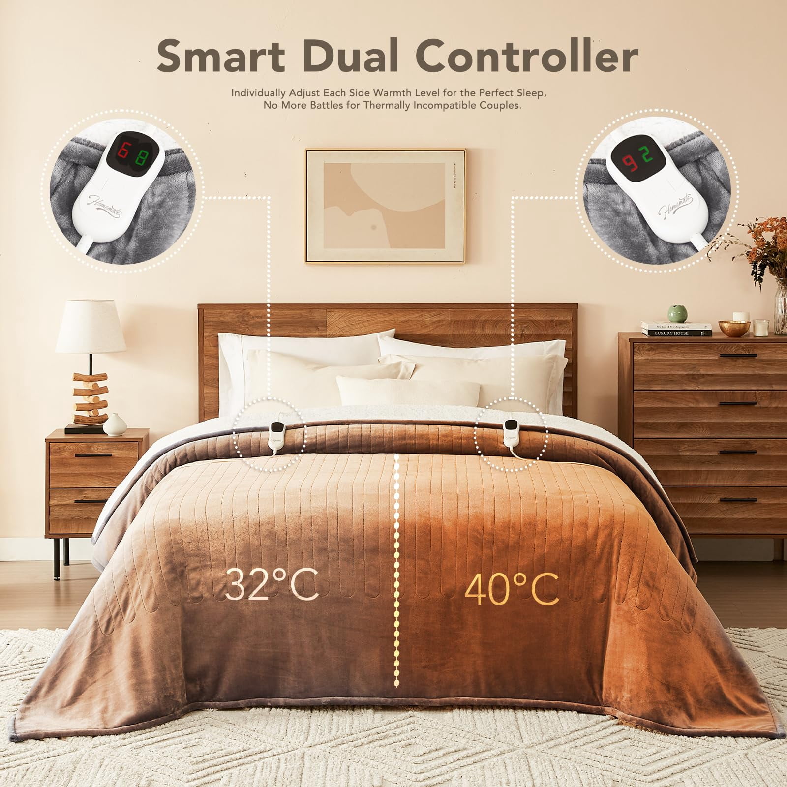 Heated Electric Blanket King Size - 100"x90" Heating Bedblanket Throw With 10 Levels&8 Hours Auto Off  Fast Over-heated Protection Ultra Soft Flannel Etl Certified Grey