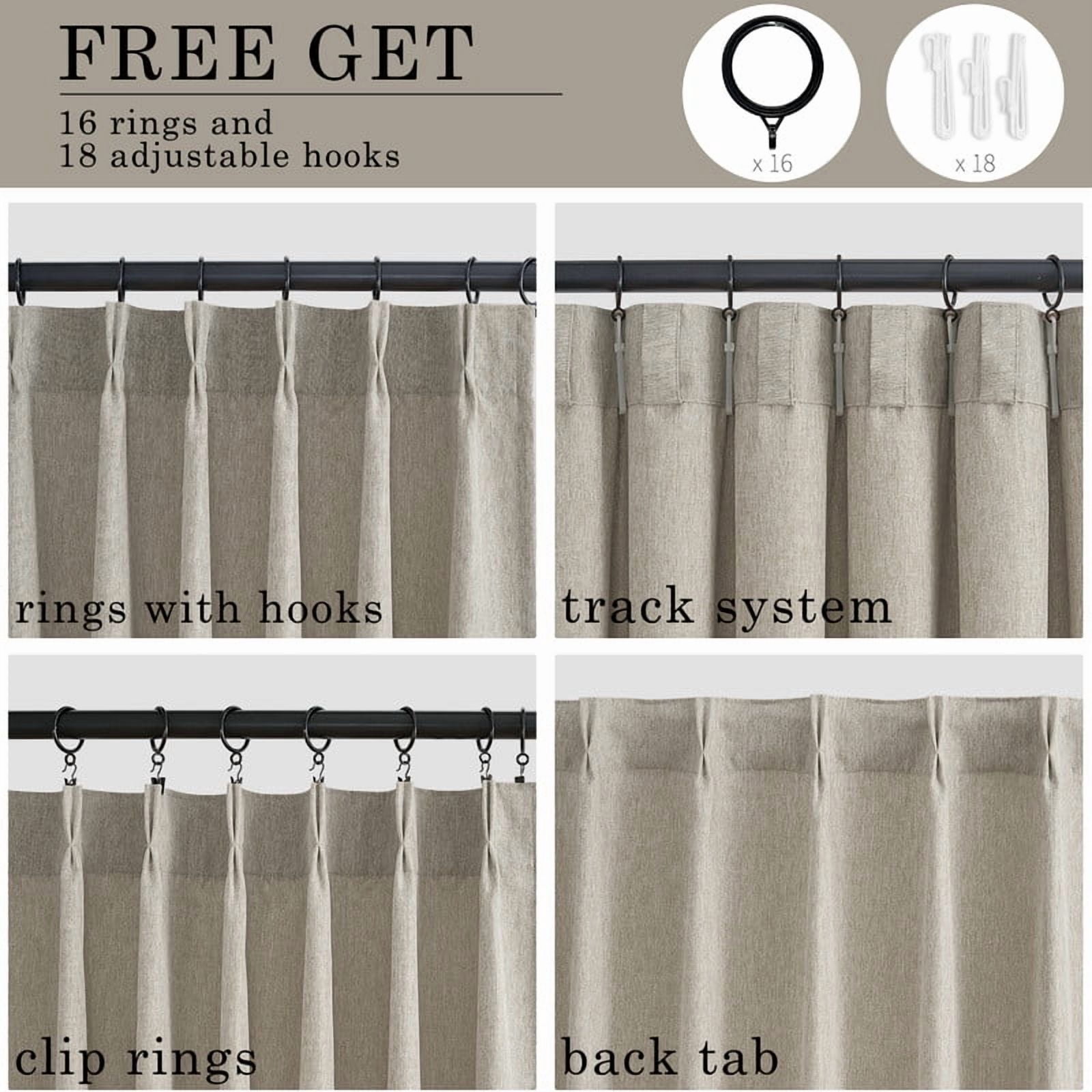 Topfinel Light Filtering Curtains Natural Pinch Pleated Drapes Back Tab Pinch Pleat Hooks Rings Window Treatments for Living Room Bedroom, Darkflax, 40x84 inch, 2 Panels