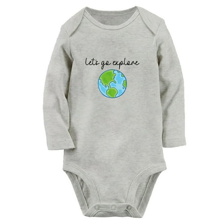 

Let s Go Explore Funny Rompers Newborn Baby Unisex Bodysuits Infant Jumpsuits Toddler 0-12 Months Kids Long Sleeves Oufits (Gray 6-12 Months)