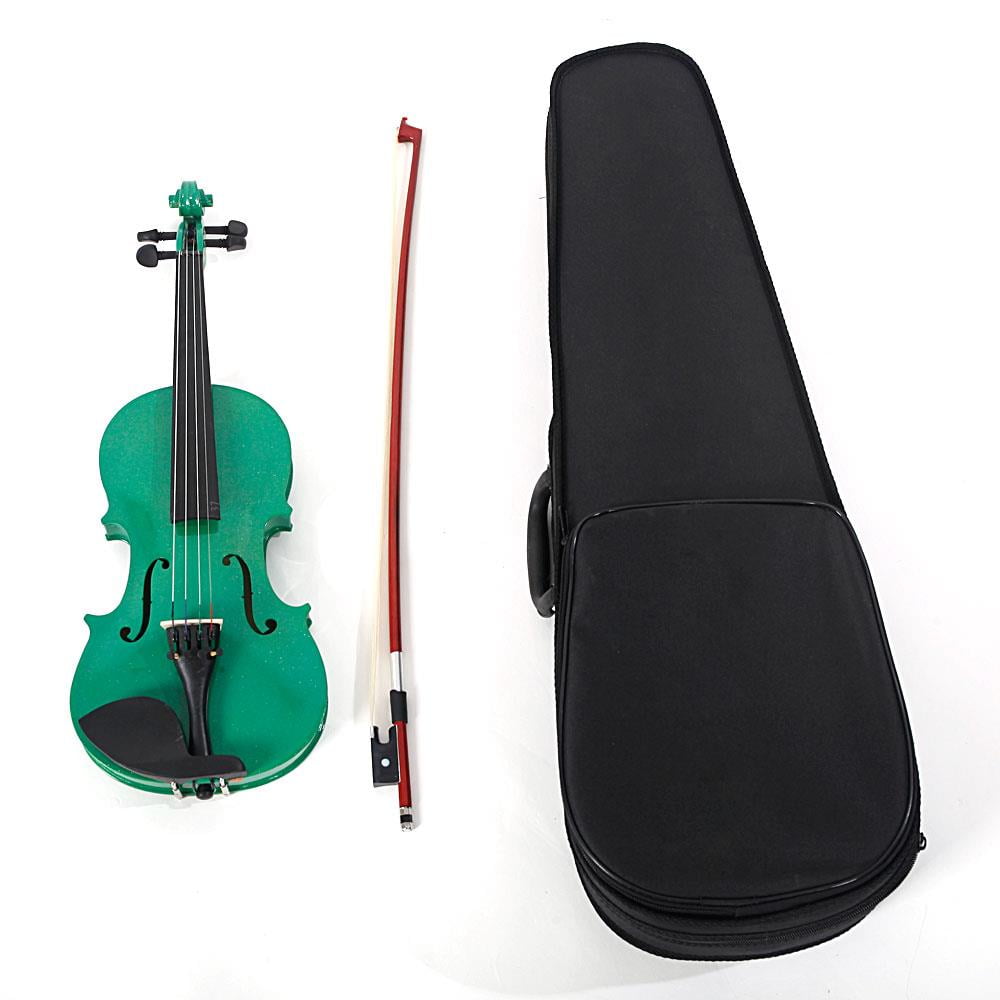 GoDecor 4/4 Green Acoustic Violin Fiddle with Hard Case, Bow, Rosin