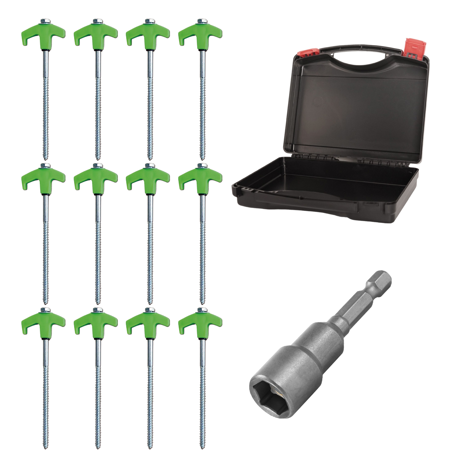 12 Pcs Tent Stakes with Hexagonal Sleeves And Storage Box 8 Inch Heavy Duty Non-Rust Metal Tent Pegs Ground Stakes Tent Spikes for Camping Patio Garden Canopies Grassland Outdoor