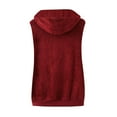 thumbnail image 5 of WTOBBY Women's Fashion Plush Vest with Zipper and Hood, Sleeveless Loose Fit Warm Jacket for Fall and Winter, Solid Color Soft Outerwear,Wine 2XL, 5 of 6