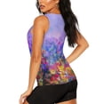 thumbnail image 4 of Picia Colorful Purple Cosmos Flower Pattern Women's Workout Tank Top,Breathable Activewear,Slim Fit Athletic Top,Versatile Workout Moisture-wicking top-Small, 4 of 9