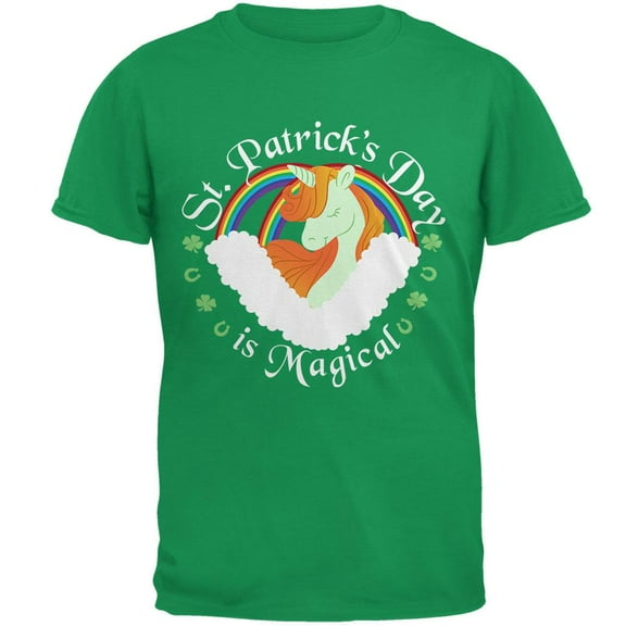 St. Patrick's Day Magical Unicorn Horseshoe Ginger Mens T Shirt Irish Green MD