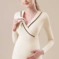 thumbnail image 4 of hengsof Women's Maternity Nursing Tops Long Sleeve Breastfeeding Top Tee Shirt Double Layer Pregnancy Shirt, 4 of 6