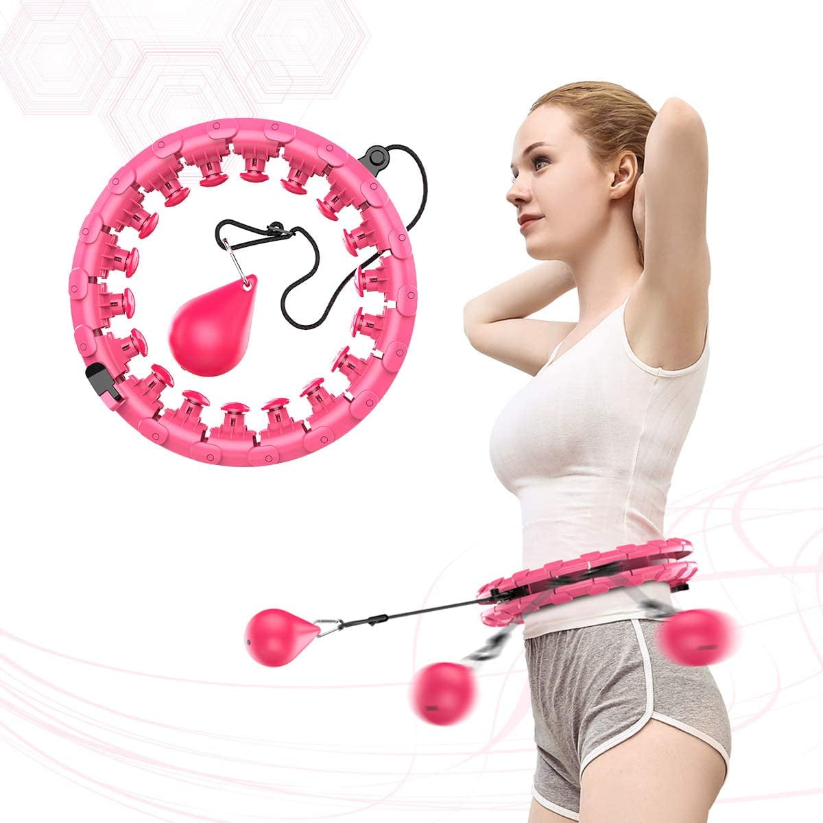 Xhtang Hula Hoop For Adults Beginners Do Not Fall 24 Knots Abdomen Fitness Increase Beauty 2 In 1 Fitness Weight Loss And Massage Detachable Walmart Com Walmart Com