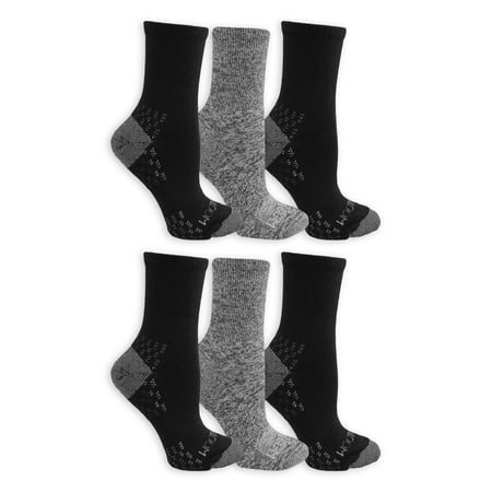 Knit Fruit - Fruit of the Loom Womens On Her Feet Flat Knit Boot Crew Socks 6 Pack