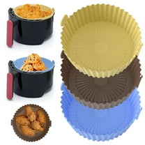 Deago 3 Pack Air Fryer Silicone Liners 6.5" for 1-3.5 QT Reusable Air Fryer Pot Round Air Fryer Silicone Baking Tray Easy Cleaning for Oven Accessories (Gray)