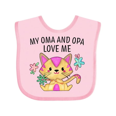 

Inktastic My Oma and Opa Love Me with Cute Kitten and Flowers Gift Baby Boy or Baby Girl Bib